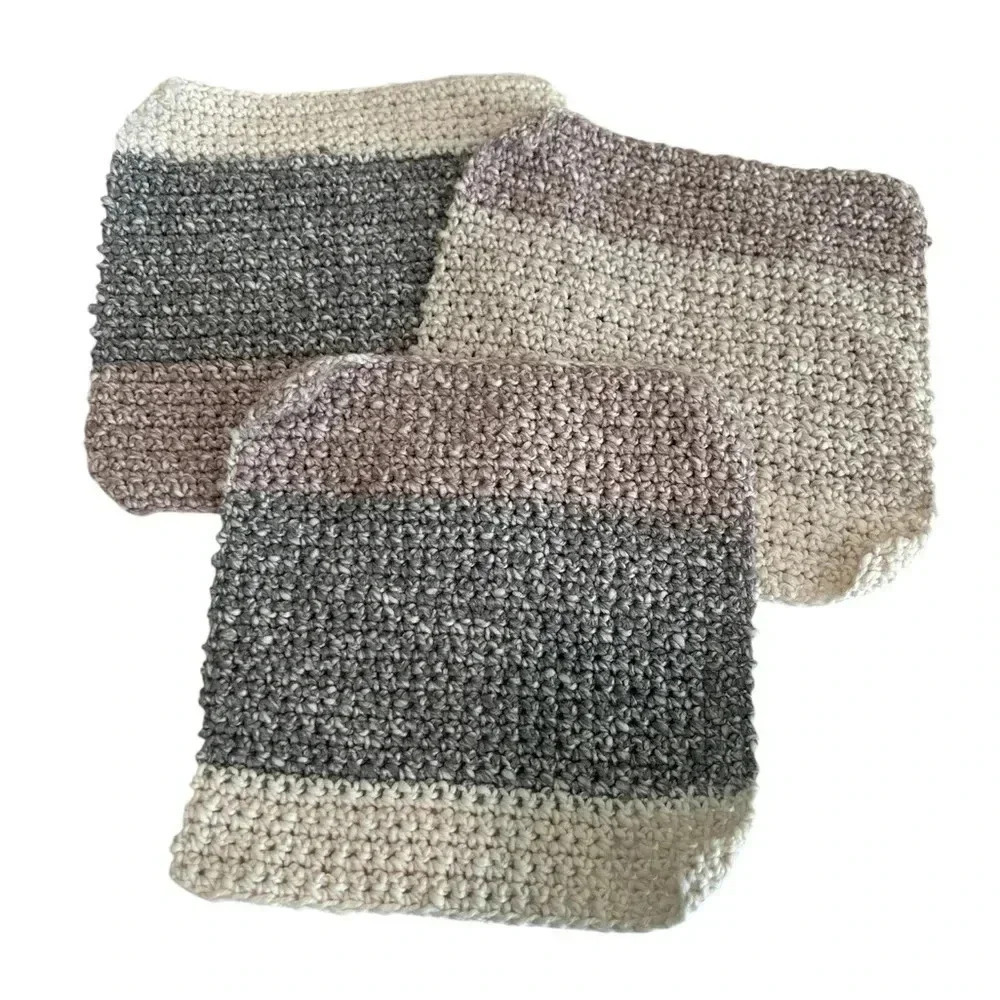 Hand Crocheted Washcloth/Dishcloth - Set of 3